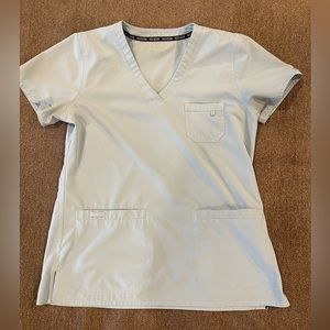 Med couture light blue scrub top